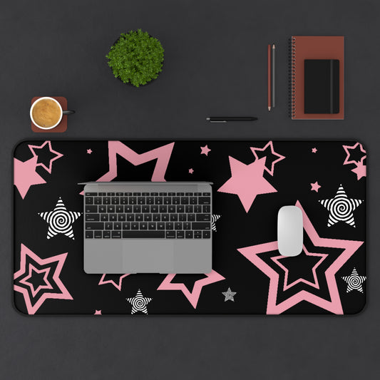 Kawaii Star Mousepad - Pink & Black Aesthetic Desk Mat for Gaming