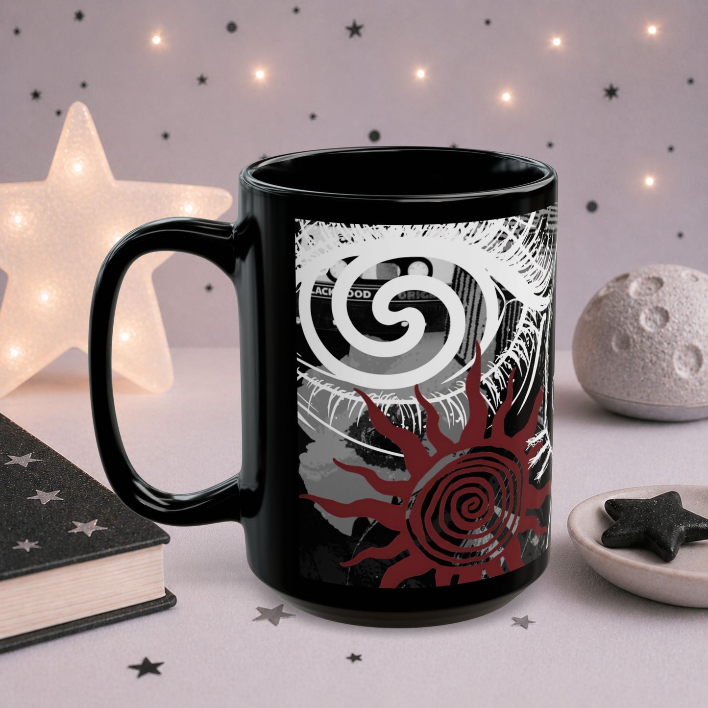 Trippy Gothic Cat Mug — Black Alt Ceramic Coffee Cup