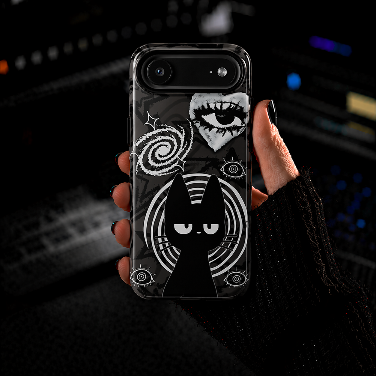 Gothic Cat & Mystical Eye Phone Case | Dark Punk | NekoStyleStudio