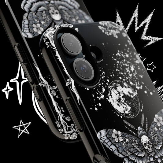 Gothic Moth Phone Case | Skull Butterfly Moon Cover | NekoStyleStudio