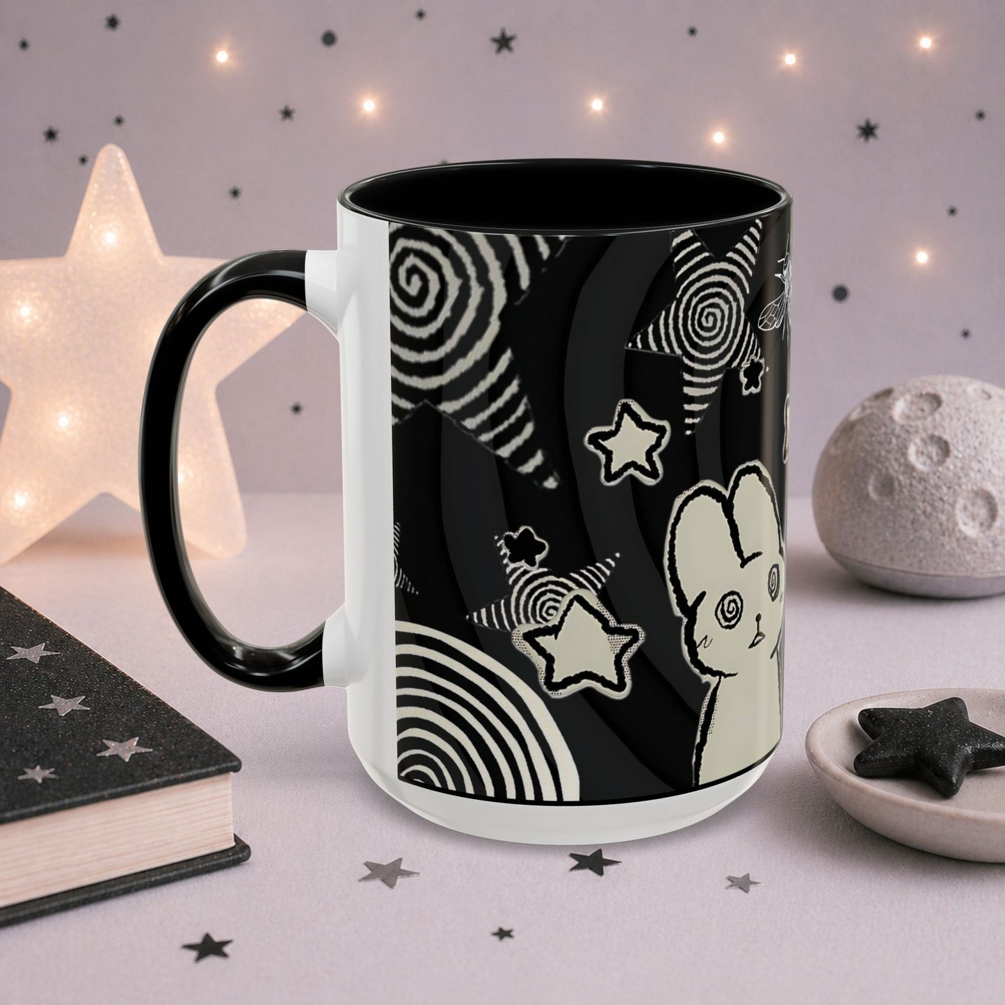 Trippy Grunge Cat Mug — Alt Weirdcore Ceramic Coffee Cup