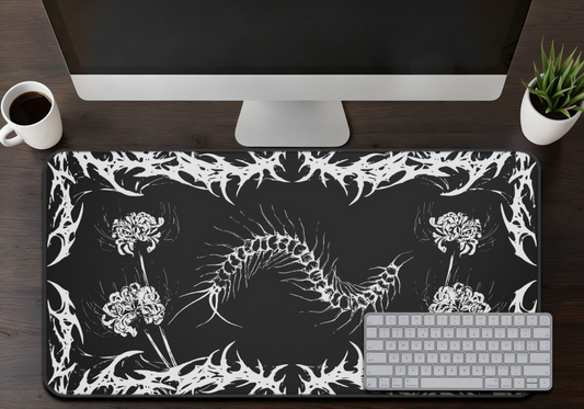 Gothic Centipede Mousepad XL - Dark Floral Horror Gaming Mat