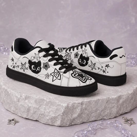 White Kawaii Cat Sneakers
