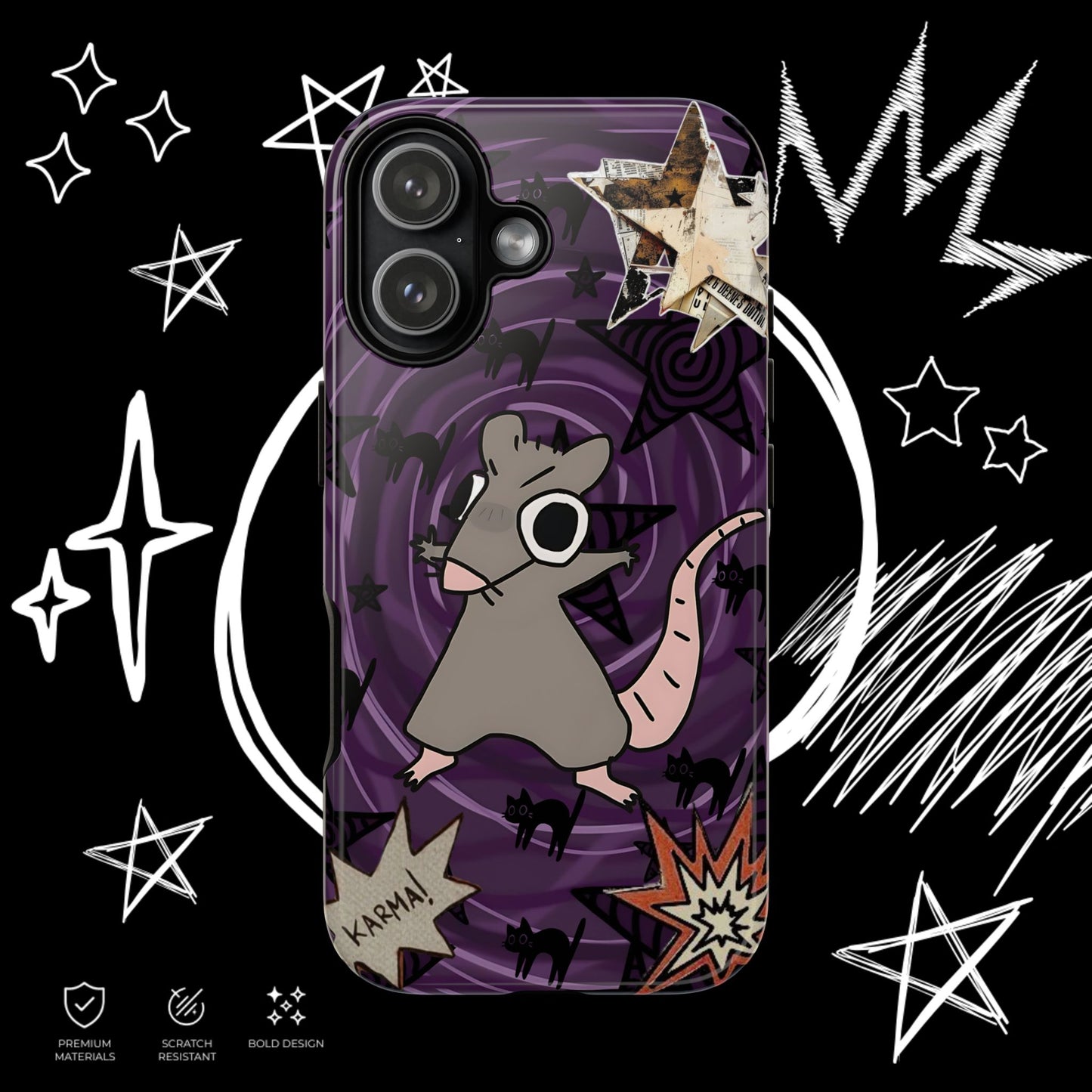 Karma Rat Phone Case | Weirdcore Grunge Purple | NekoStyleStudio