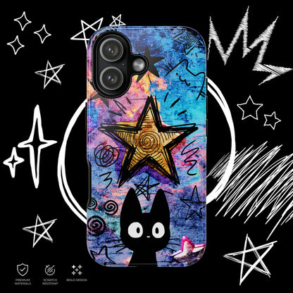 Black Cat Phone Case | Aesthetic Star Cover | NekoStyleStudio