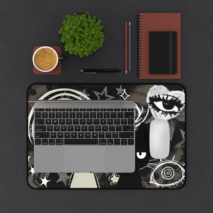 Dark Punk Pad Trippy Bunny &amp; Cat Mousepad Alt Grunge Desk Mat Weirdcore Aesthetic Gaming Pad for Emo Desks Indie Alt Room Decor