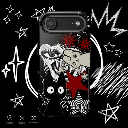 Gothic Cat & Bunny Phone Case – iPhone 17 – Glossy Finish | NekoStyleStudio