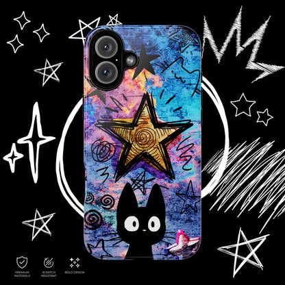 Black Cat Phone Case | Aesthetic Star Cover | NekoStyleStudio