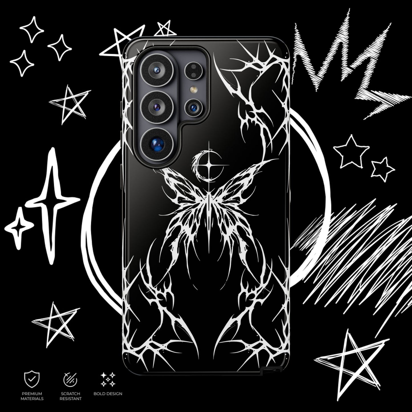 Gothic Butterfly Phone Case | Dark Tribal Goth | NekoStyleStudio