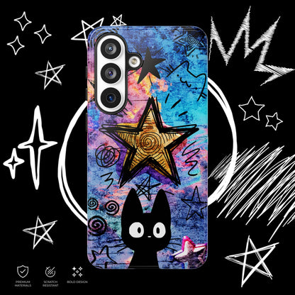 Black Cat Phone Case | Aesthetic Star Cover | NekoStyleStudio