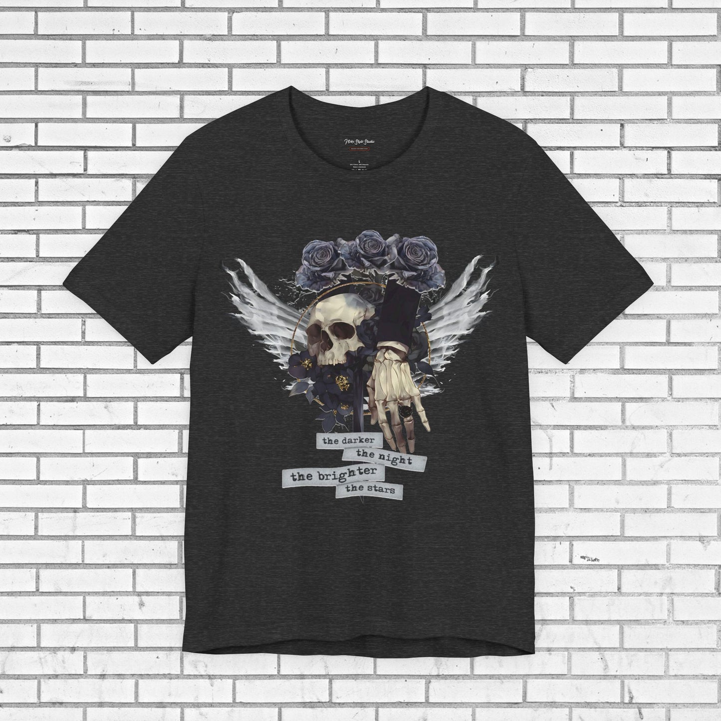 Gothic Skull Shirt - Dark Angel Skeleton Hand Graphic Tee