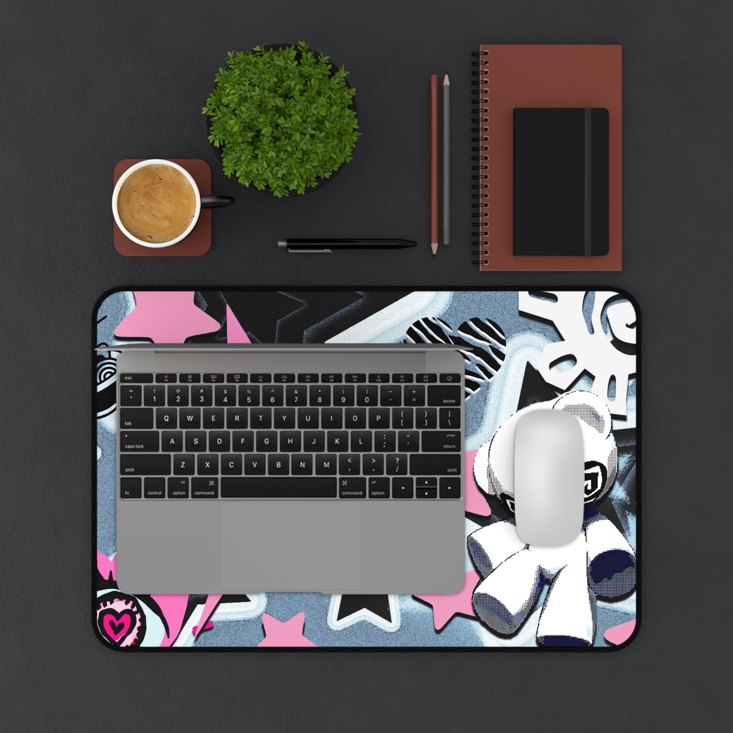 Kawaii Punk Mousepad - Pink Star Aesthetic Gaming Desk Mat