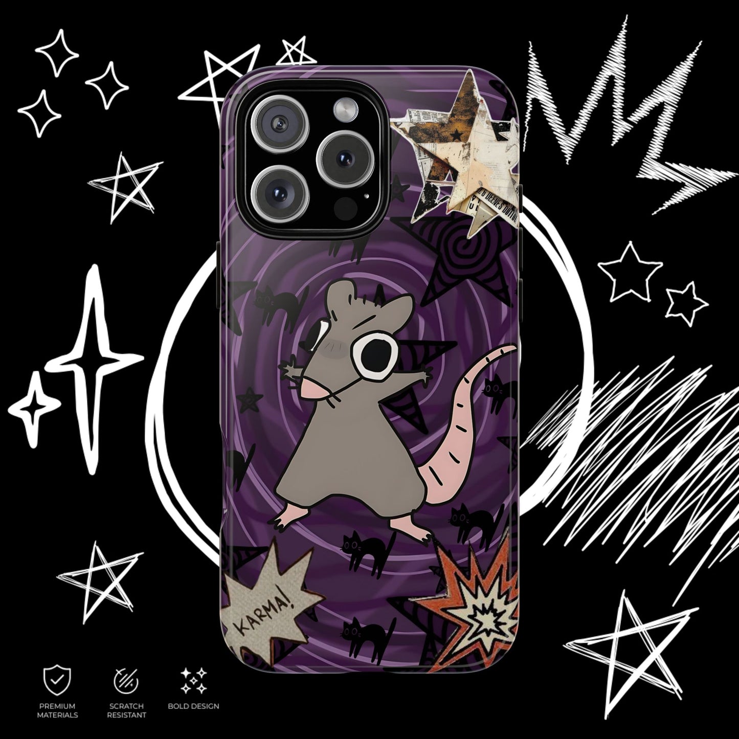 Karma Rat Phone Case | Weirdcore Grunge Purple | NekoStyleStudio