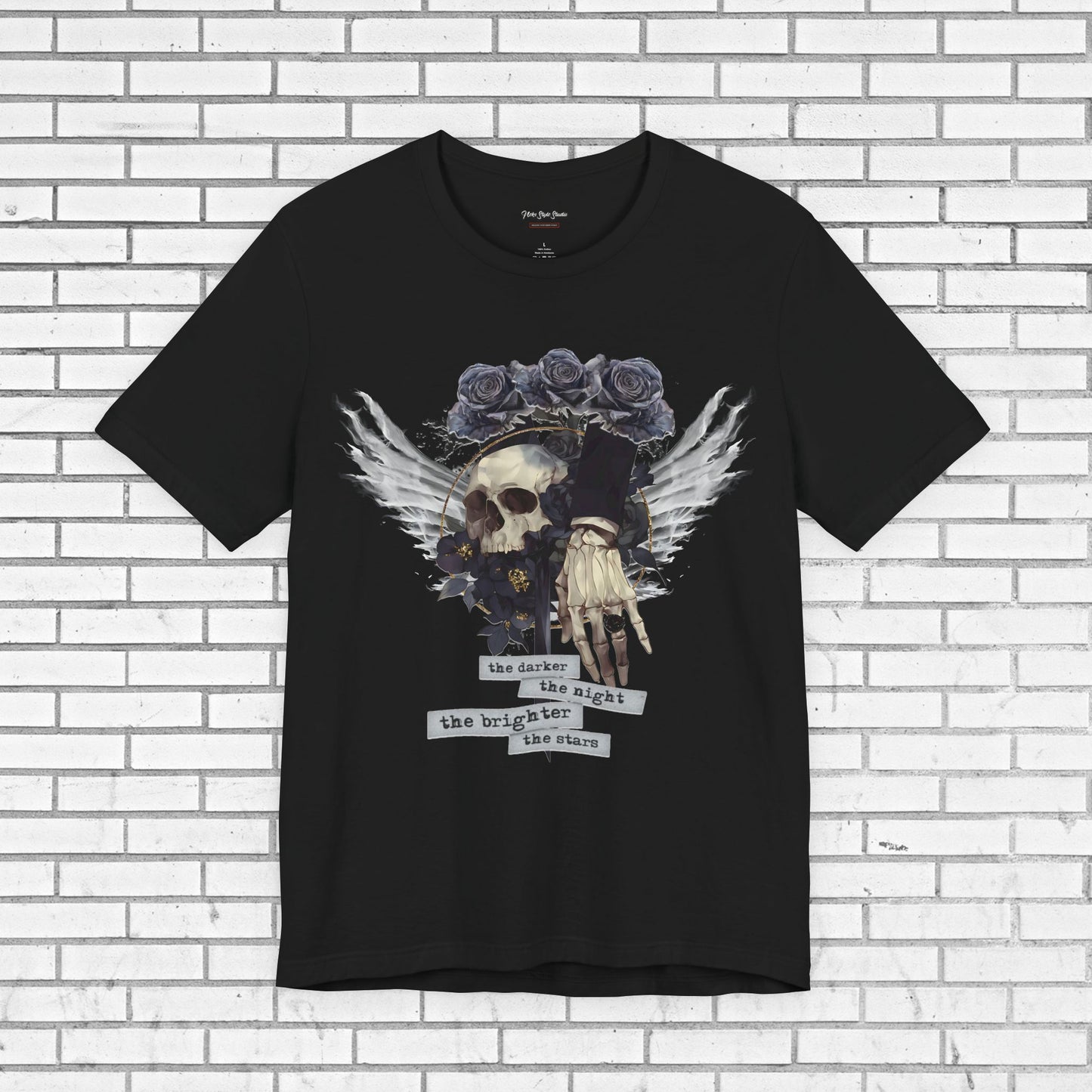 Gothic Skull Shirt - Dark Angel Skeleton Hand Graphic Tee