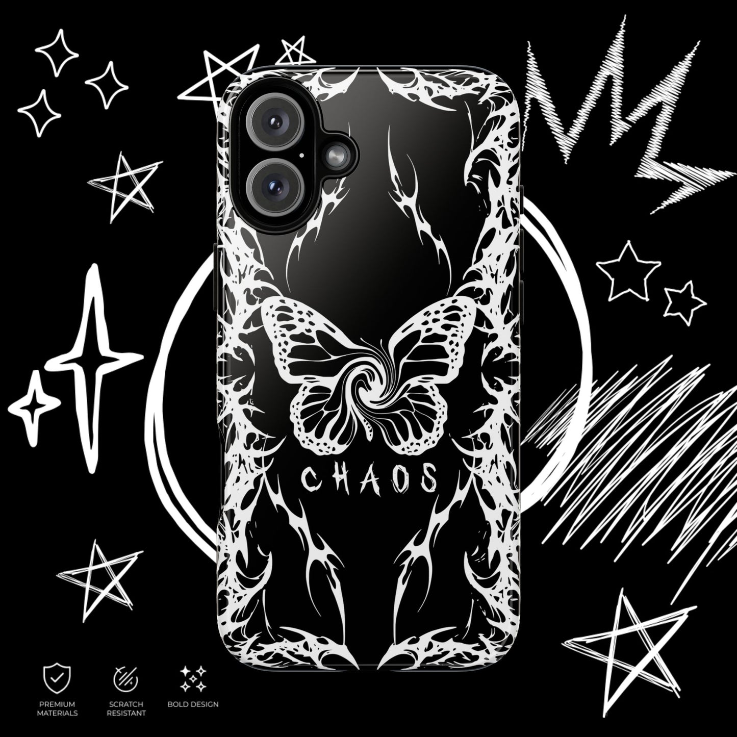 Chaos Butterfly Phone Case | Gothic Tribal Cover | NekoStyleStudio