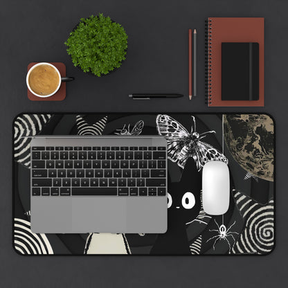 Kawaii Gothic Mouse Pad - Creepy Cute Bunny & Cat XL Gaming Desk Mat