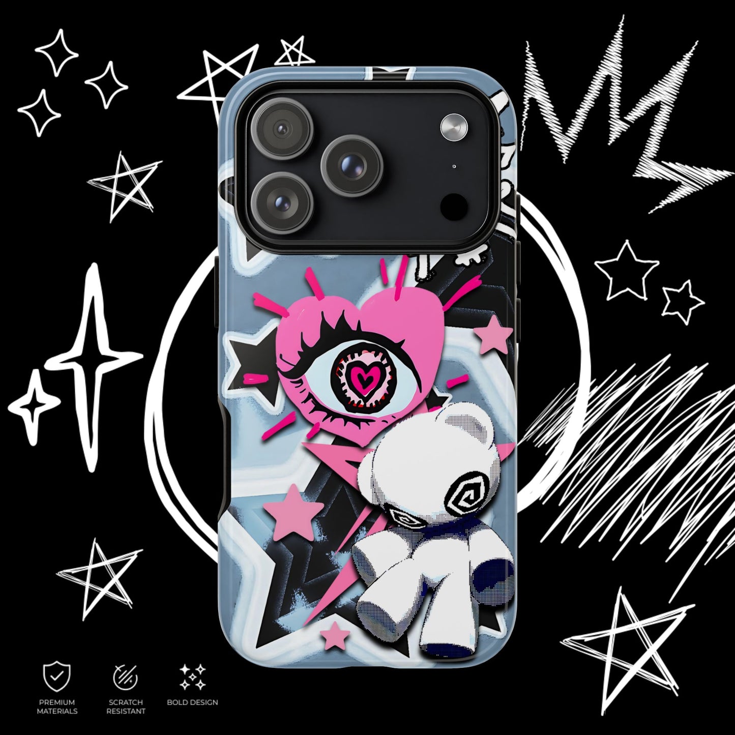 Kawaii Punk Phone Case | Pastel Alt Teddy Bear | NekoStyleStudio