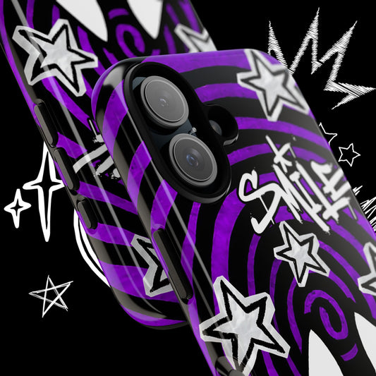 Dark Punk Phone Case | Purple Graffiti Kawaii Cat | NekoStyleStudio