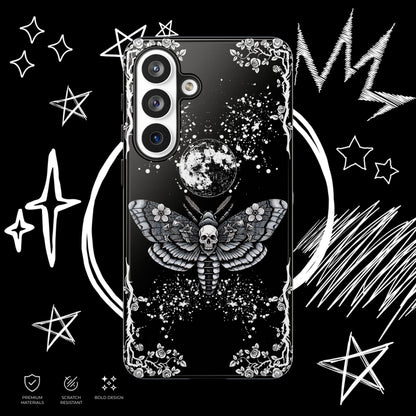 Gothic Moth Phone Case | Skull Butterfly Moon Cover | NekoStyleStudio