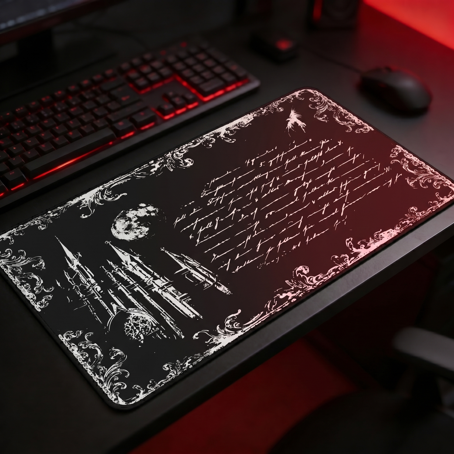 Gothic Castle Mousepad - Dark Academia Desk Mat for Gamers & Fantasy Lovers