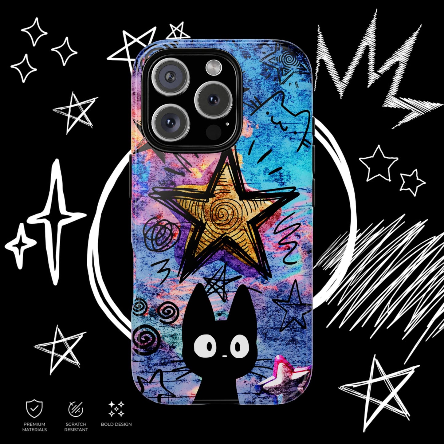 Black Cat Phone Case – iPhone 17 – Glossy Finish | NekoStyleStudio