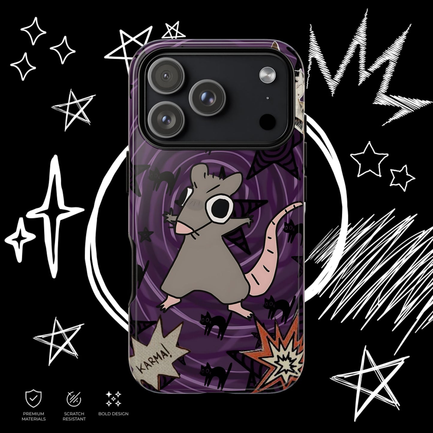 Karma Rat Phone Case | Weirdcore Grunge Purple | NekoStyleStudio