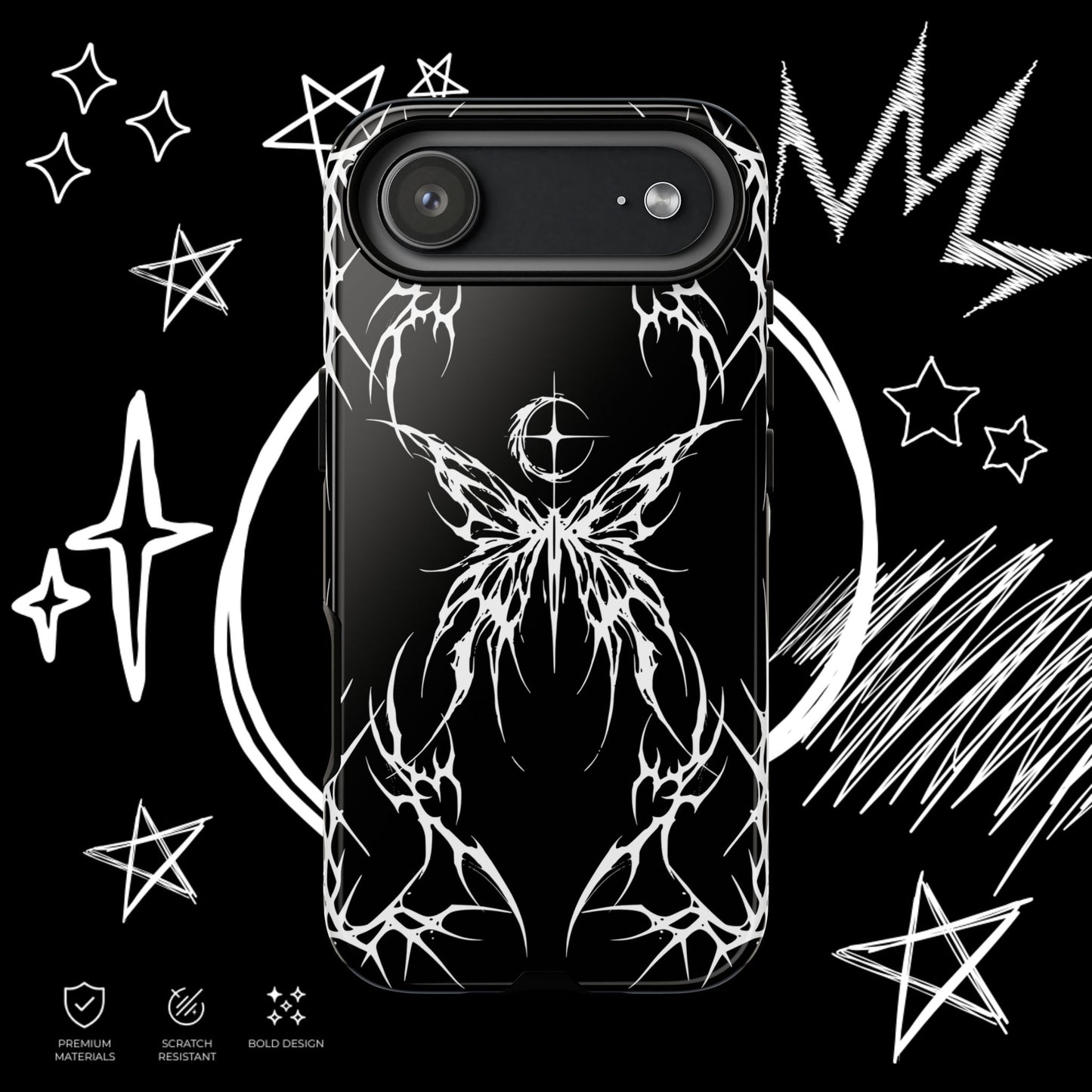 Gothic Butterfly Phone Case | Dark Tribal Goth | NekoStyleStudio