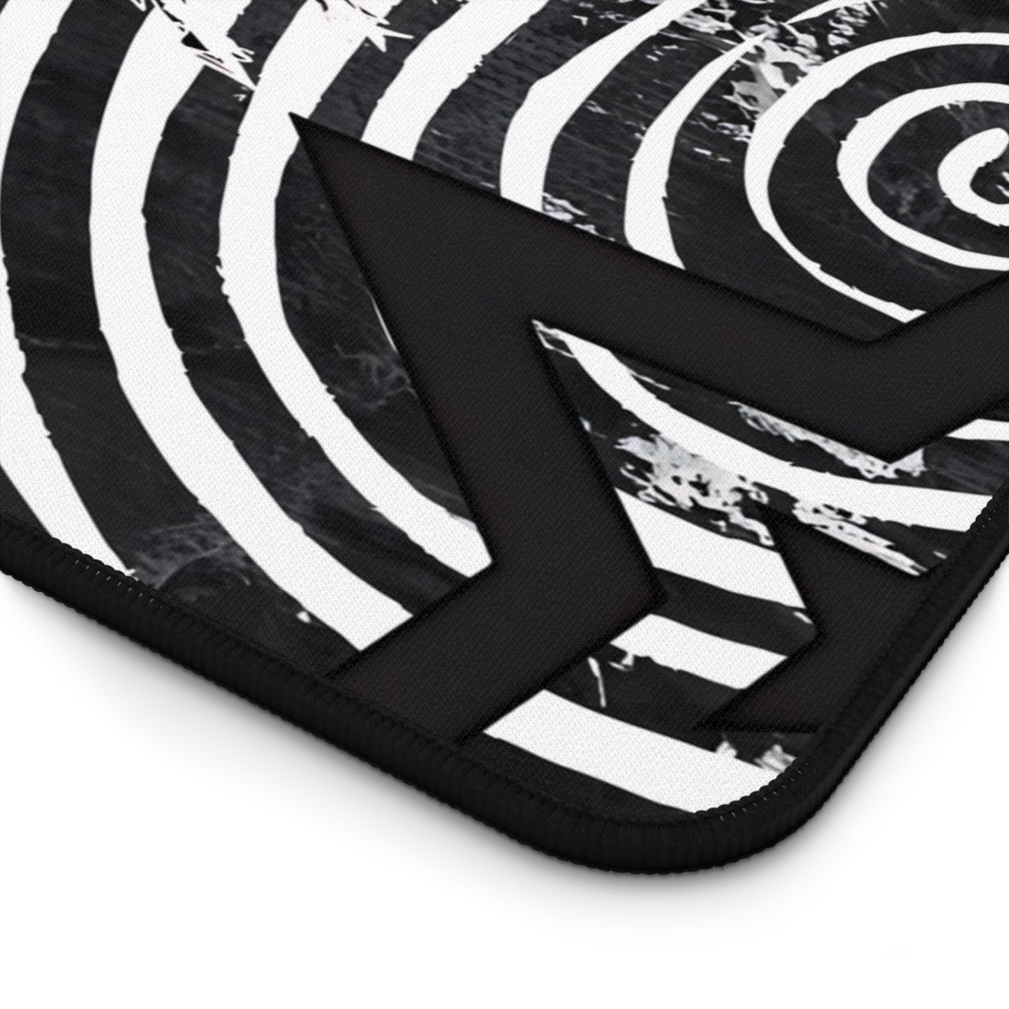 Dark Punk Cat Desk Mat Grunge Cat Mouse Pad Alt Aesthetic Desk Mat with Scribble Art, Spiral Eyes, Gothic Dark Gamer Gift Indie Setup