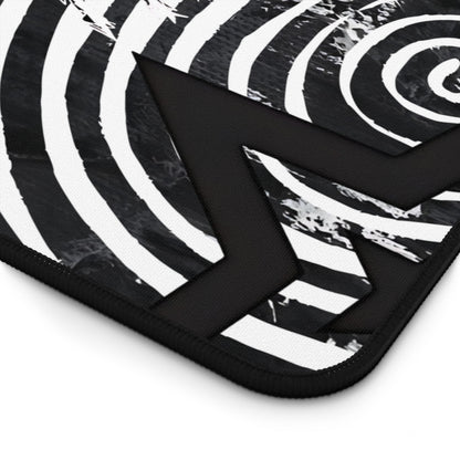 Dark Punk Cat Desk Mat Grunge Cat Mouse Pad Alt Aesthetic Desk Mat with Scribble Art, Spiral Eyes, Gothic Dark Gamer Gift Indie Setup