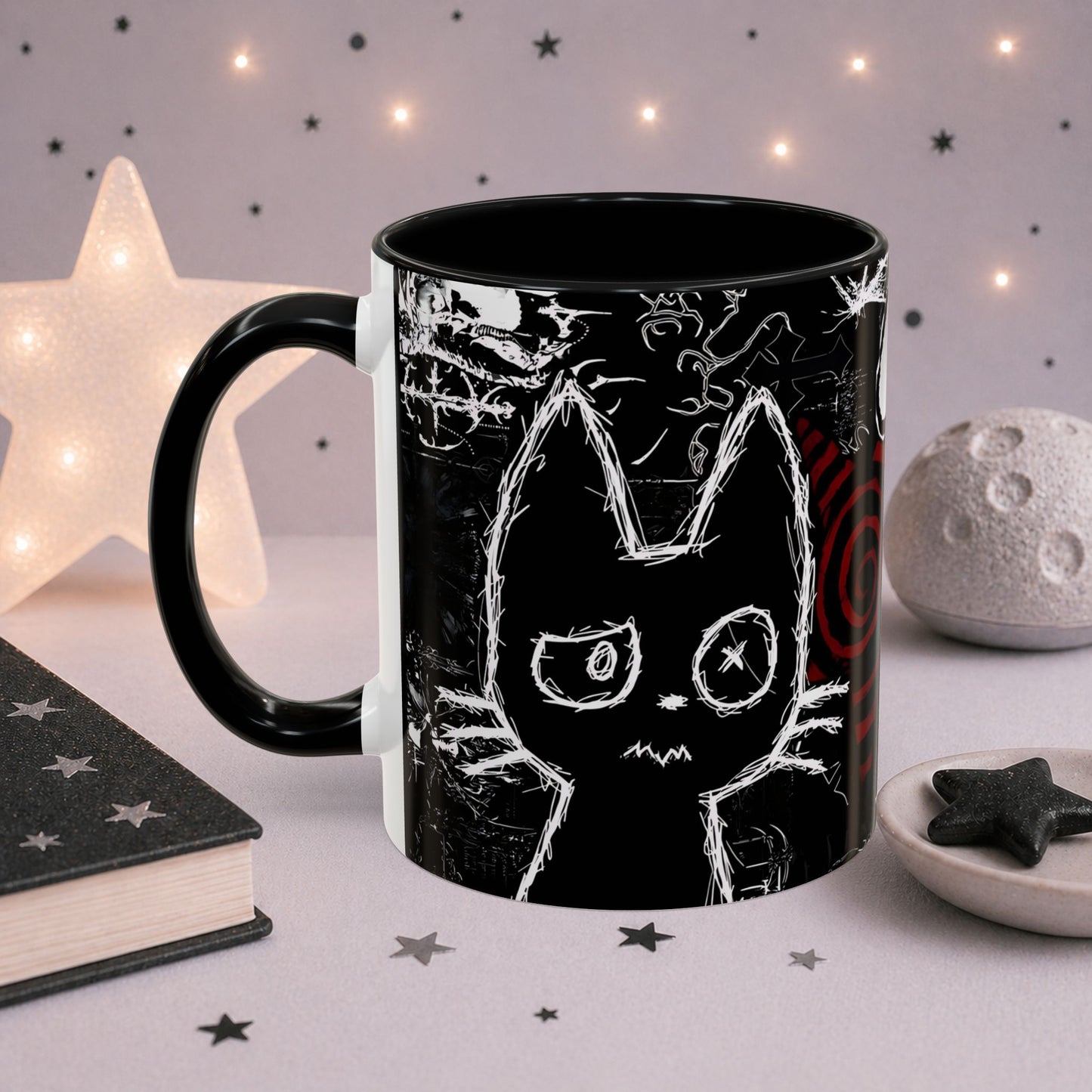 Dark Punk Cat Mug — Edgy Alt Ceramic Coffee Cup