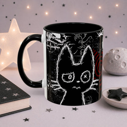 Dark Punk Cat Mug — Edgy Alt Ceramic Coffee Cup
