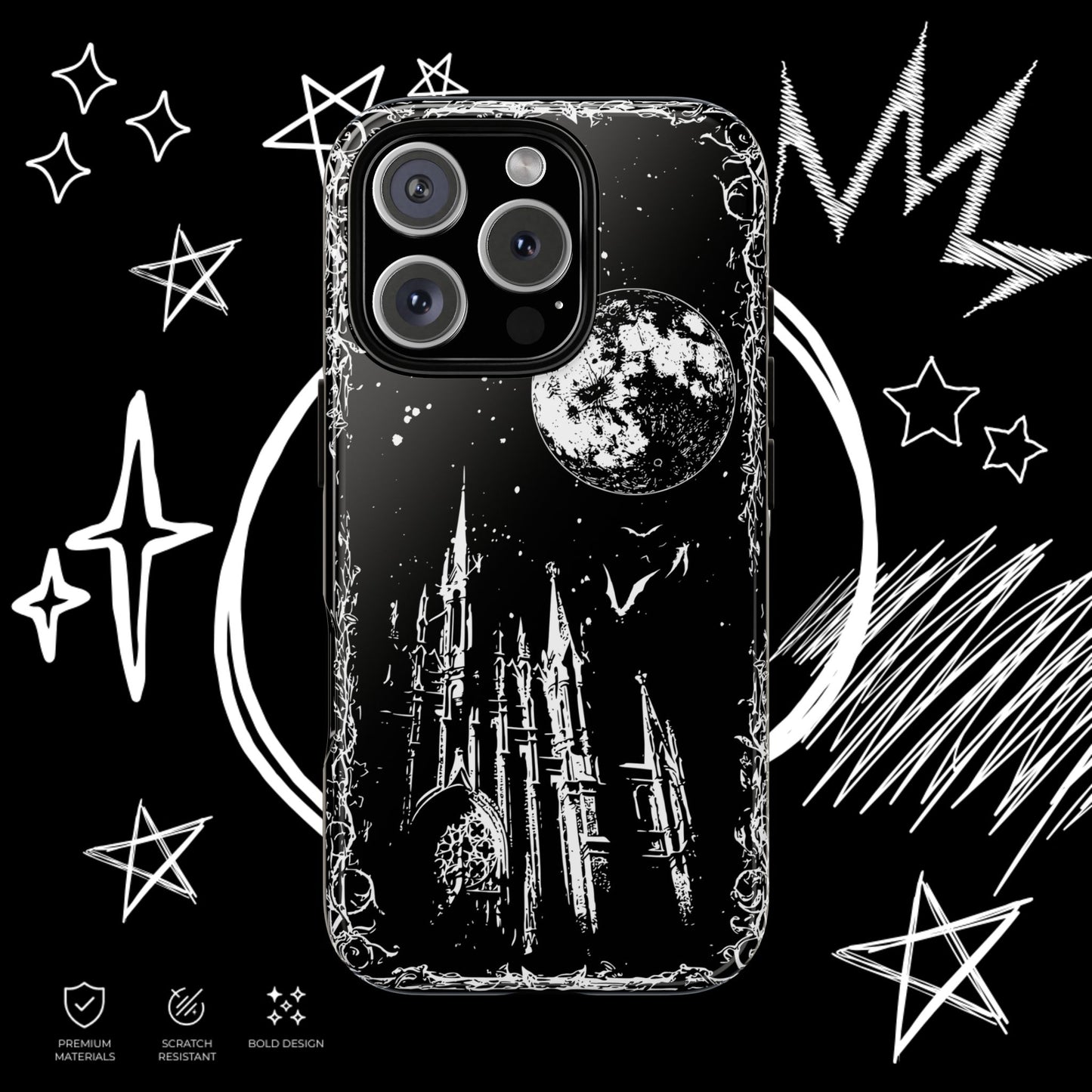 Gothic Cathedral Phone Case | Dark Aesthetic Moon Cover | NekoStyleStudio