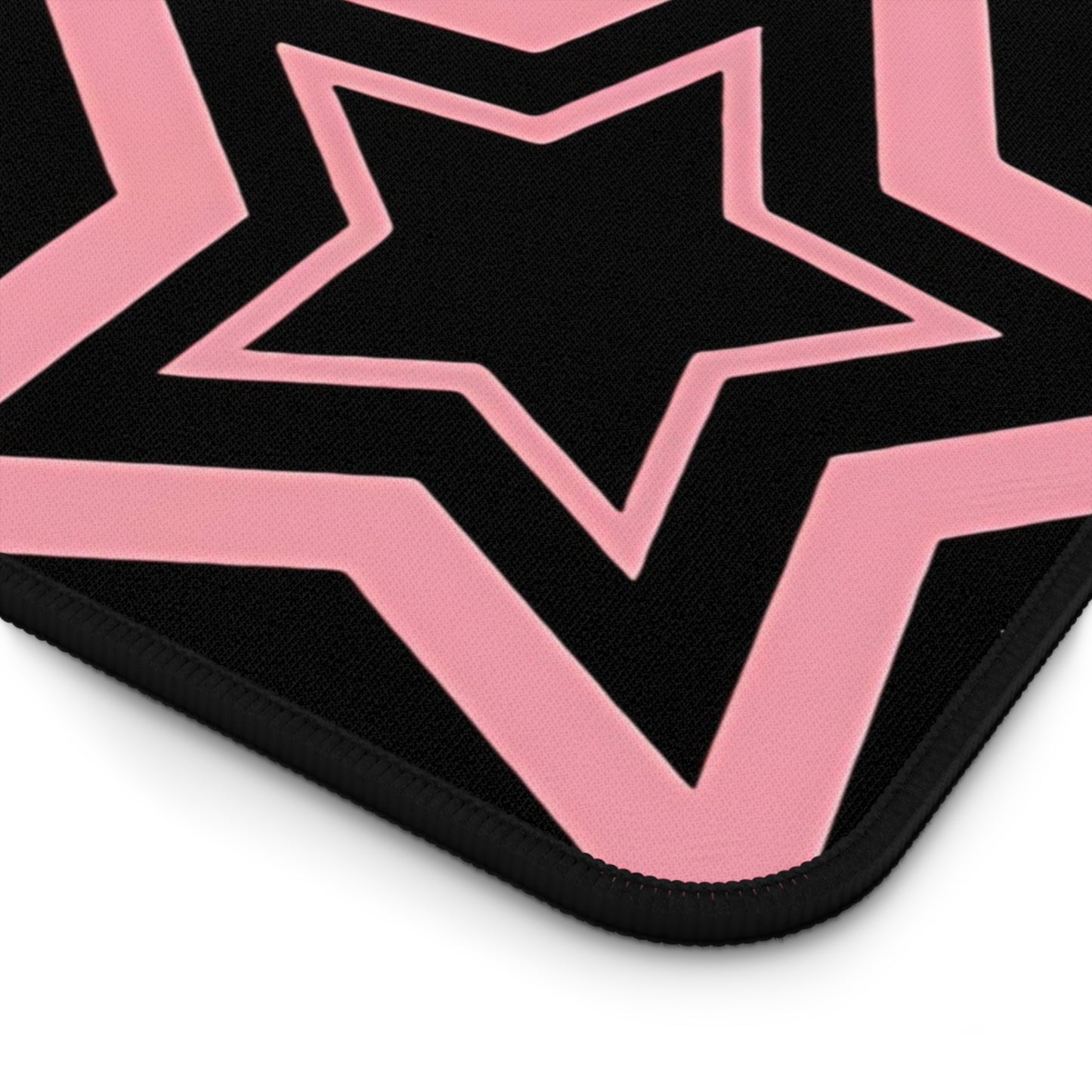Kawaii Black Cat Mousepad - Pink Stars Retro Spiral Gaming Mat
