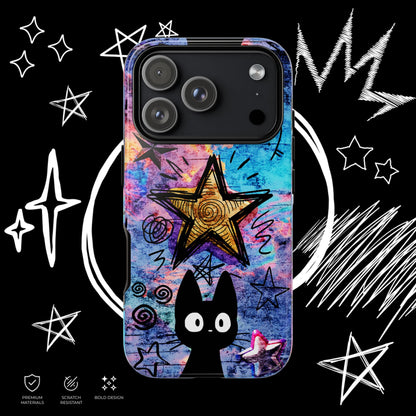 Black Cat Phone Case | Aesthetic Star Cover | NekoStyleStudio