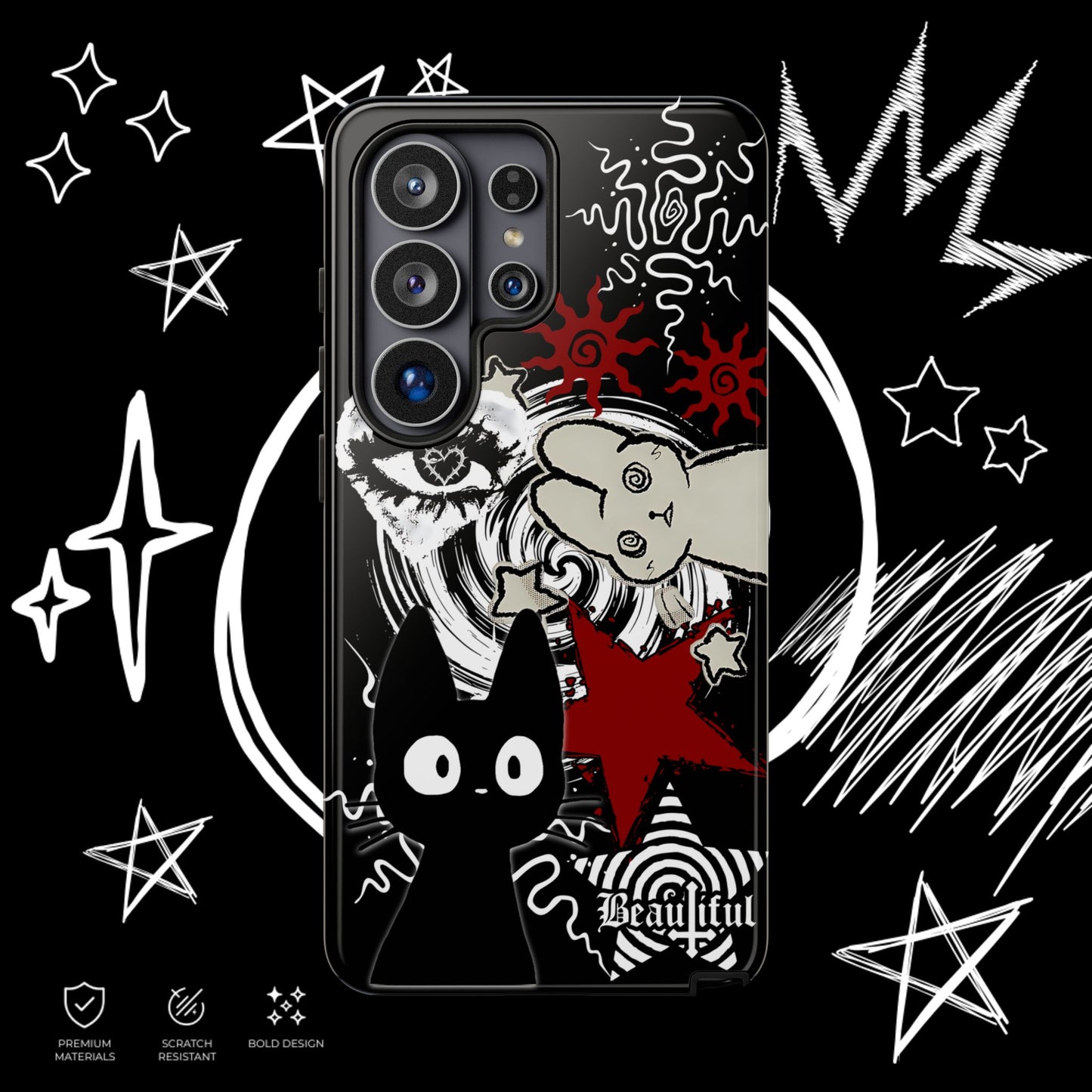 Gothic Cat & Bunny Phone Case | Dark Punk | NekoStyleStudio