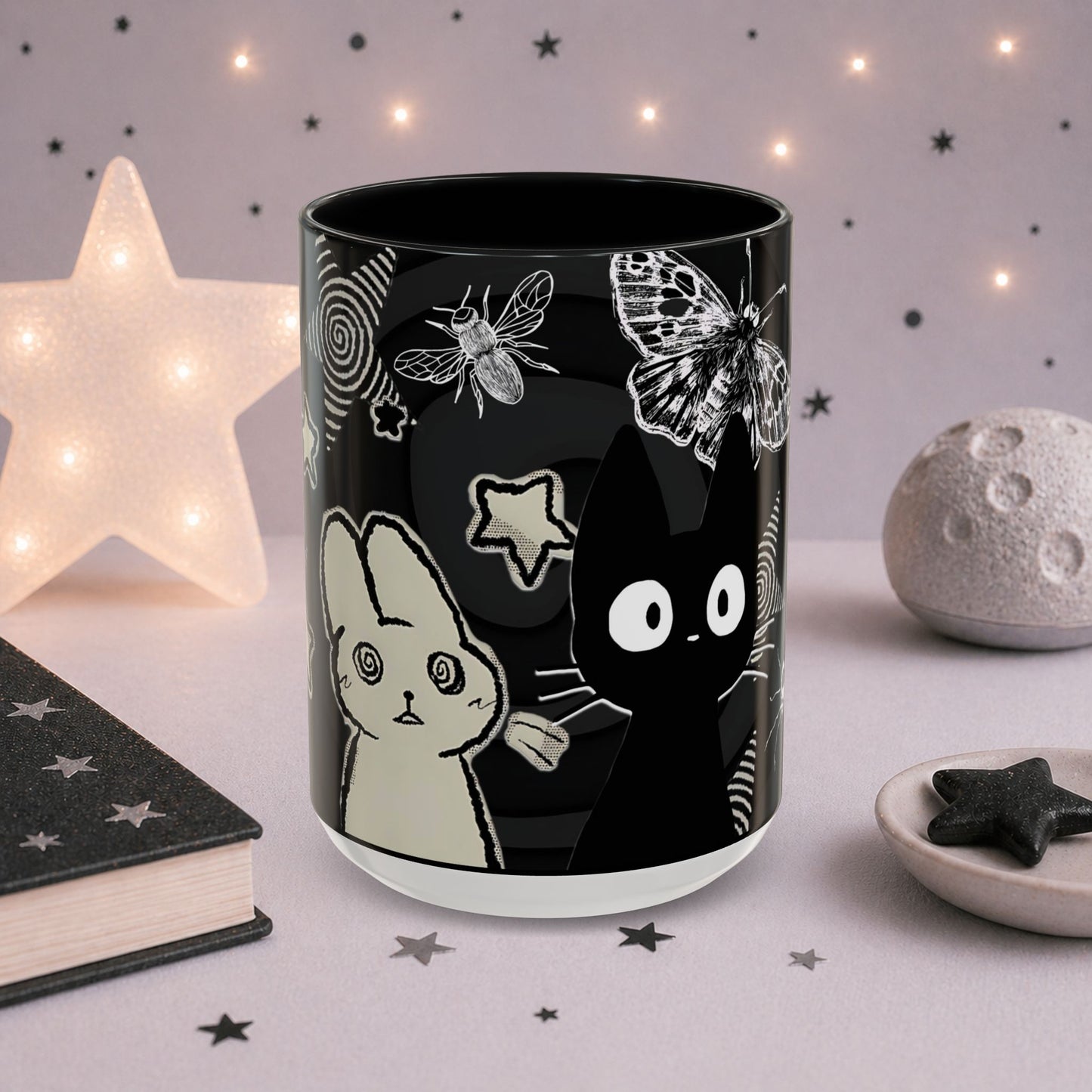 Trippy Grunge Cat Mug — Alt Weirdcore Ceramic Coffee Cup