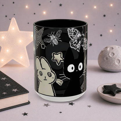 Trippy Grunge Cat Mug — Alt Weirdcore Ceramic Coffee Cup