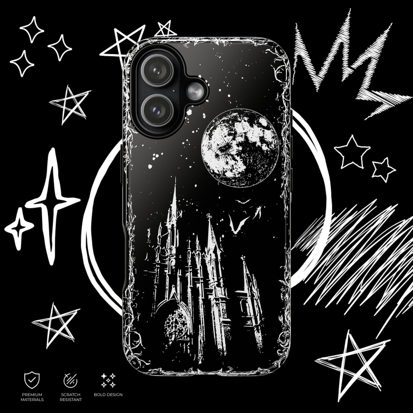 Gothic Cathedral Phone Case | Dark Aesthetic Moon Cover | NekoStyleStudio