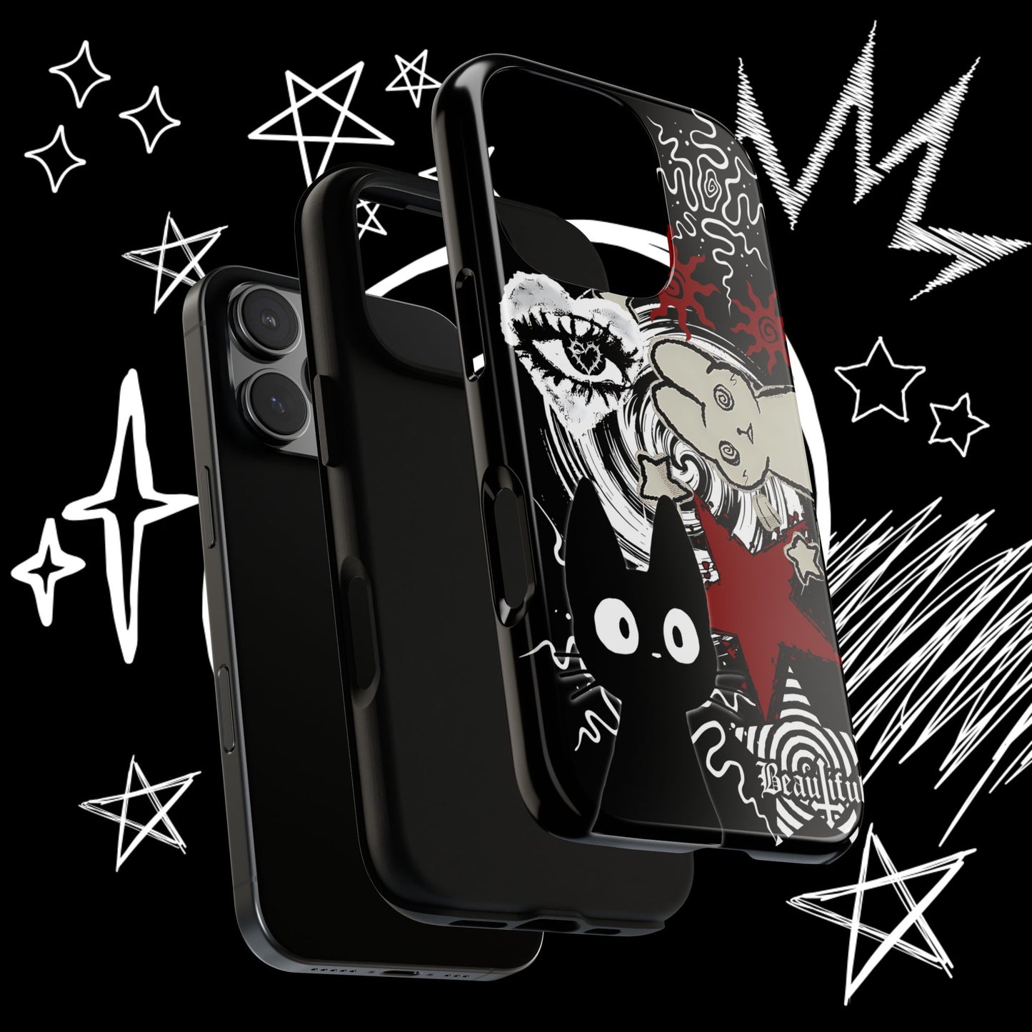 Gothic Cat & Bunny Phone Case | Dark Punk | NekoStyleStudio