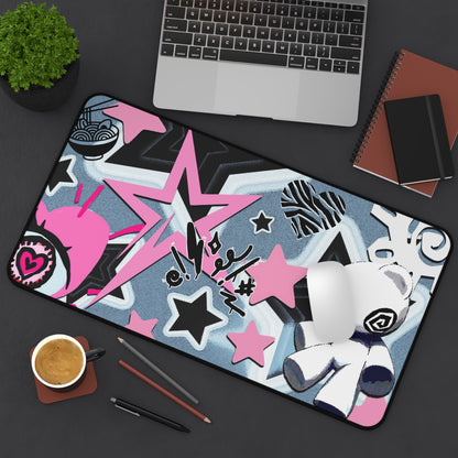 Kawaii Punk Mousepad - Pink Star Aesthetic Gaming Desk Mat