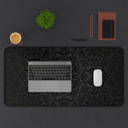 Black Damask Gothic Mousepad - Dark Academia Desk Mat