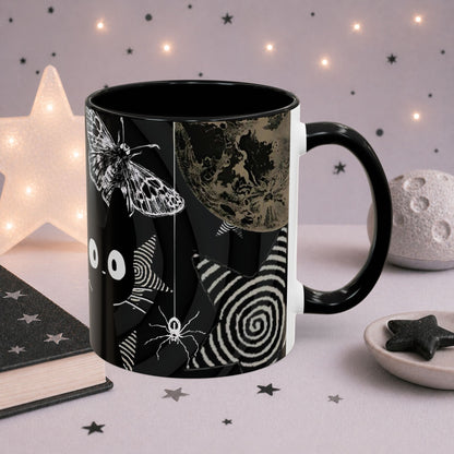 Trippy Grunge Cat Mug — Alt Weirdcore Ceramic Coffee Cup