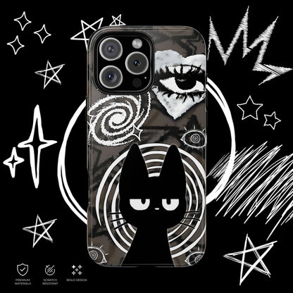 Gothic Cat & Mystical Eye Phone Case | Dark Punk | NekoStyleStudio