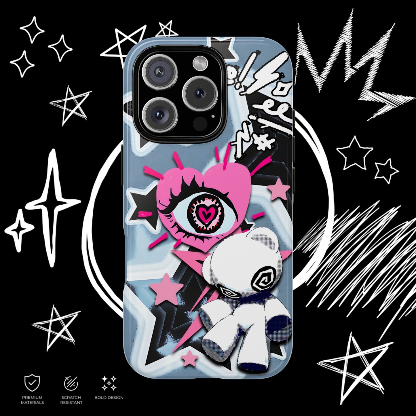 Kawaii Punk Phone Case | Pastel Alt Teddy Bear | NekoStyleStudio