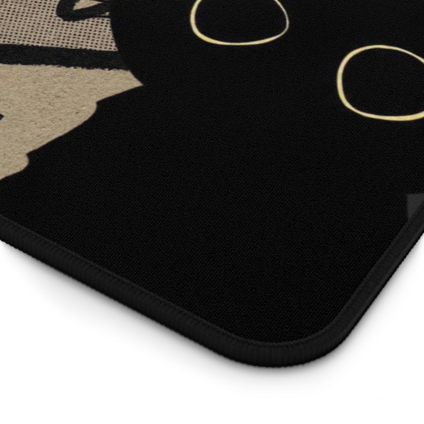 Grunge Cat Mouse Pad Black Cat Collage Desk Mat with Vinyl Record, Mushrooms &amp; Stars Aesthetic Desk Decor for Gamers and Artists Gift