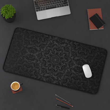 Black Damask Gothic Mousepad - Dark Academia Desk Mat