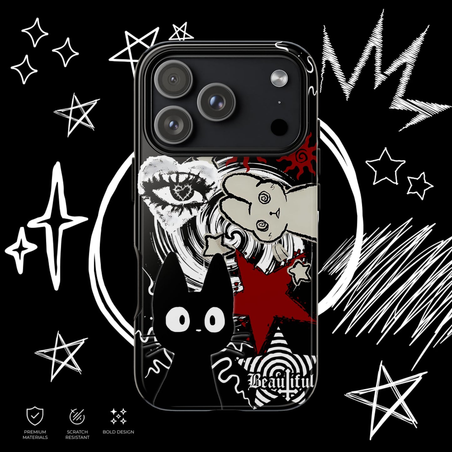 Gothic Cat & Bunny Phone Case | Dark Punk | NekoStyleStudio