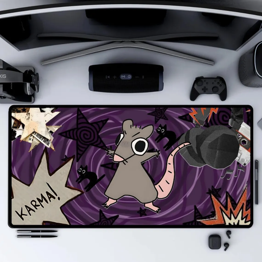 Karma Mousepad - Pastel Goth Rat & Black Cats XL Desk Mat