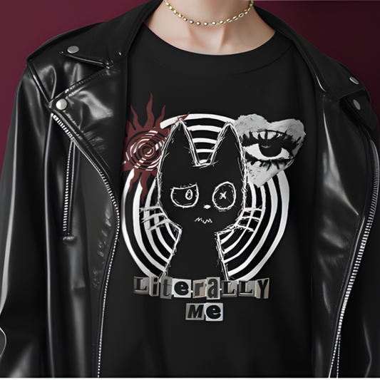 Dark Punk Cat Shirt - Sadcore Aesthetic Grunge Tee