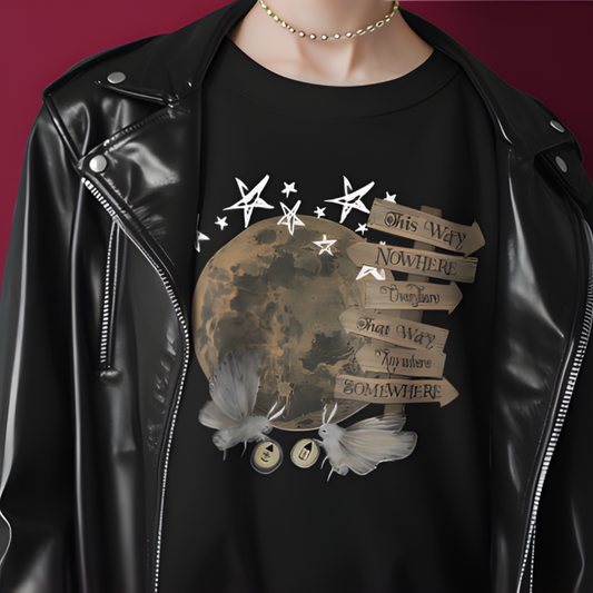 Mystical Moon Moths Shirt - Witchcore Boho Dark Cottagecore Tee